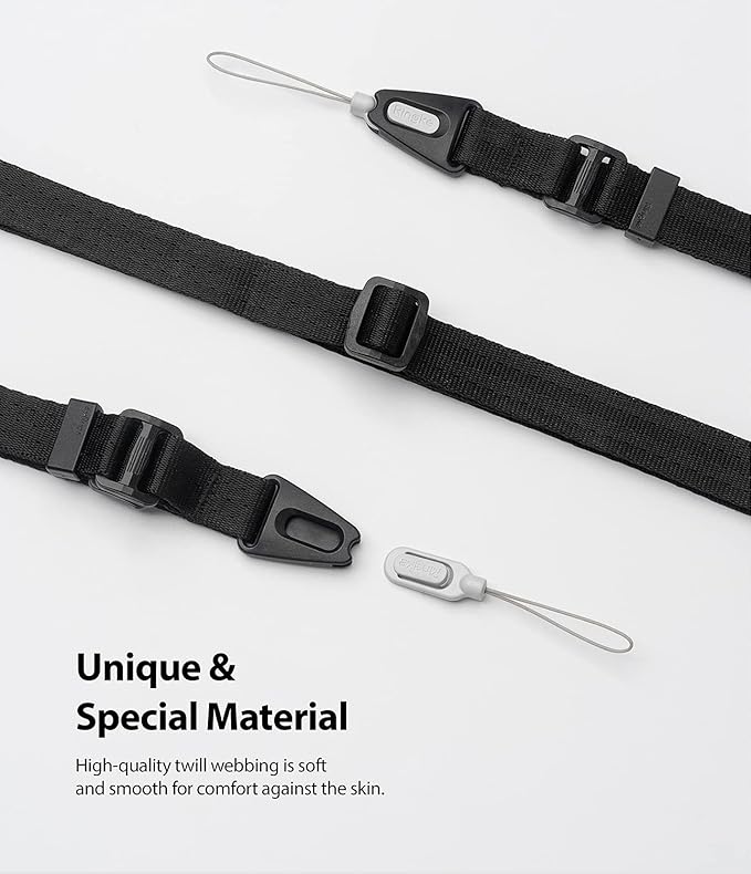 Ringke Lanyard Strap [One-Touch Buckle] Designed for Camera Strap and Phone Strap, Adjustable Sturdy Universal Neck Strap Compatible with Camera and Phone Case - Black