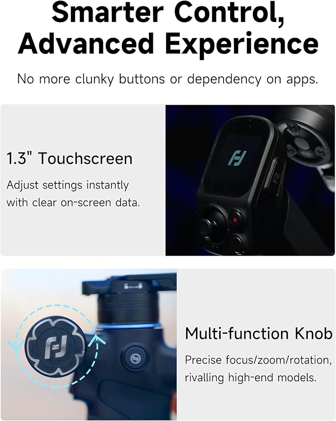 FeiyuTech SCORP Mini 3 Kit All-in-One Gimbal Stabilizer – Upgraded AI Tracking 4.0, 3-Axis Gimbal for Canon/Sony Vlogging Cameras, iPhone, Action Cams, 4.4 lb Payload, 1.3" Touchscreen