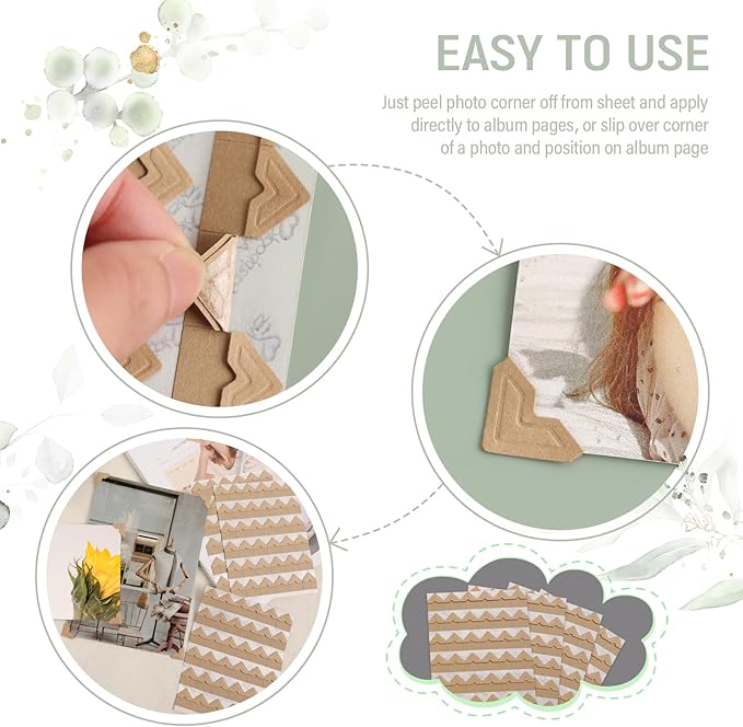 Lineco Kraft Acid-Free 0.5" Archival Photo Corners, Self-Adhesive, Pressure Sensitive, Non-Yellowing, Mount Pictures Without it Touching Tape, Scrapbooking, DIY, Displaying Pictures. (Pack of 252)