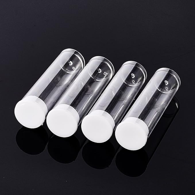 Craftdady 50pcs Transparent Clear Plastic Empty Storage Tubes Bead Container Set Test Bottles Organizers Boxes with Lid, 2.16x0.59 (55x15mm)