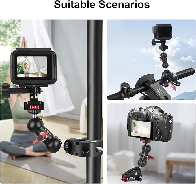 Super Clamp Mount with 360°Ballhead Magic Arm,Universal Mount with Quick Release Adapter for DSLR Camera,Led Lights,Action Cameras,and More