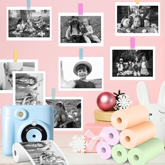 6 Rolls Kids Camera Instant Print Refill Paper Set, Phetium HD Printing Thermal Paper for Most Kids Instant Camera Photo Print(2*Purple,2*Green,2*Orange)