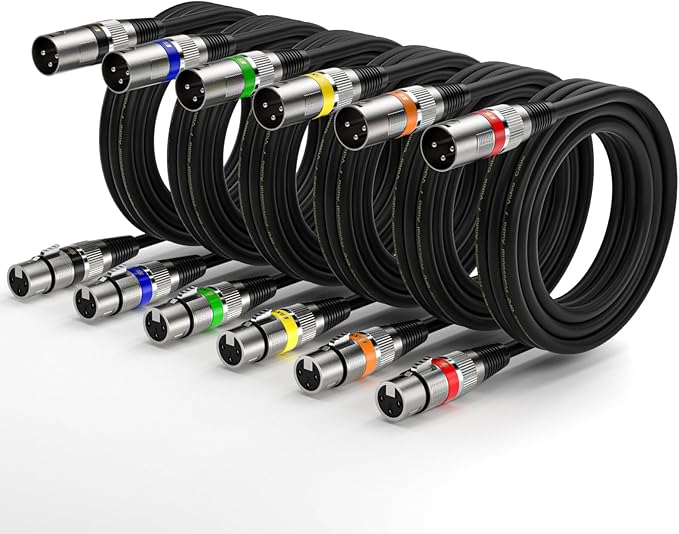 EBXYA XLR Microphone Cable - XLR Male to Female Cable 6ft 6-Pack with 3-Pin Balanced XLR Cables for Mic Mixer, Recording Studio, Speaker