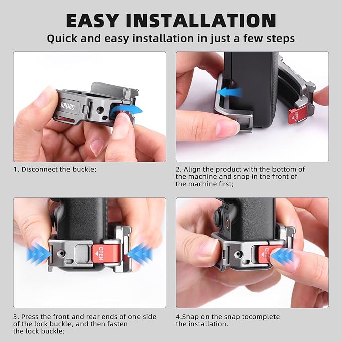 BRDRC Pocket 3 Cage Expansion Adapter, Aluminum Alloy Mount Metal Bracket Attachments with 1/4 Screw Holes, for GoPro Adapter, Cold Shoe, for Osmo Action Quick-Release for Creator Combo Accessories