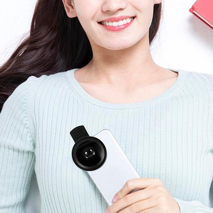 Clip-on Phone Lens 37mm 0.45x Wide Angle Macro 2-in-1 Camera Lens for Smartphones Universal Black for Mobile Photography