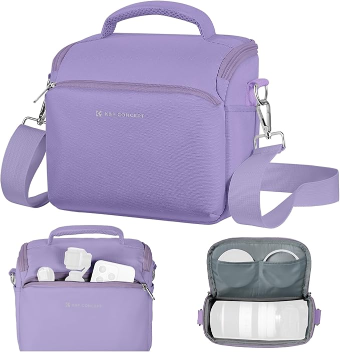 K&F CONCEPT Camera Sling Bag Small Crossbody Camera Case DSLR/SLR/Cute Compact Shoulder Photography Bags for Photographers-Purple