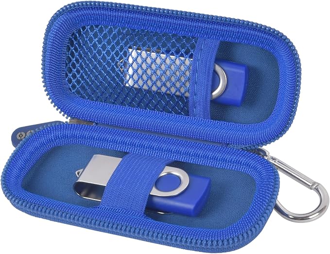 USB Flash Drive Case, SD Card Holder Compatible with Thumb Drive, Memory Cards, SDXC SDHC Storage Bag, Electronic Accessories Organizer for SanDisk for Samsung for Inland (Blue)