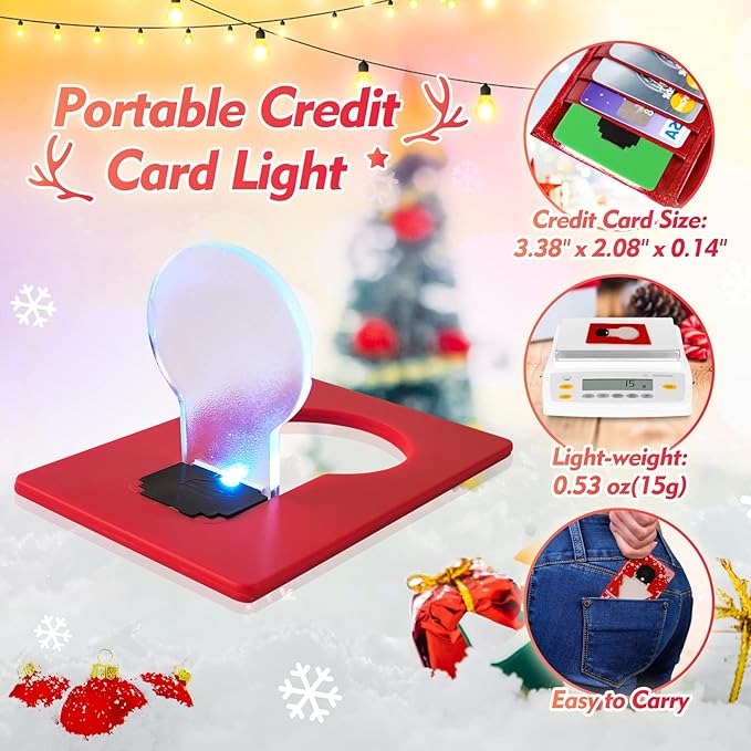 Credit Card Lights, Mini Portable Led Pocket Lamps Light Foldable Wallet Purse Lamps for Christmas Gift Party Favors, 20 pcs Multicolor Card White Color Light