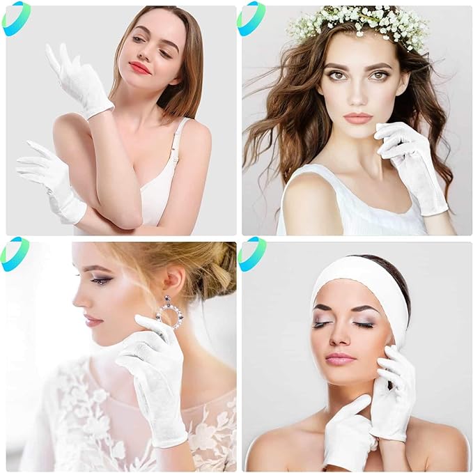 Cotton Gloves for Dry Hands, Paxcoo 20 Pairs Large White Cotton Gloves for Cosmetic Moisturizing and Inspection