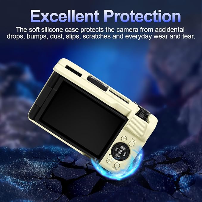 EASY HOOD V1 Case, Silicone Camera Cover with Removable Lens Cover, Soft Protector Lightweight Carrying Body Skin for Canon PowerShot V1 Digital Camera - Beige