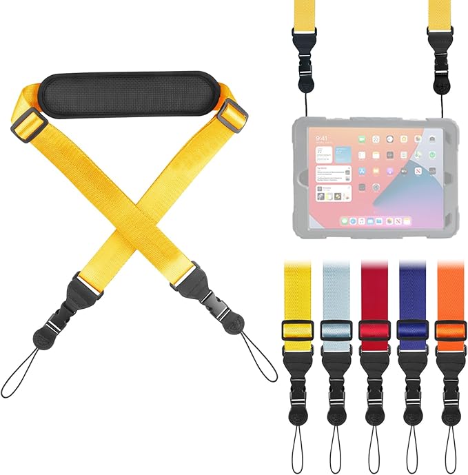 Universal Shoulder Strap, Neoprene Padded Bag Strap with Double Adjustable Buckles, Comfortable Neck Lanyard for Camera, Cellphone Tablet,iPad, Laptop, Binocular, Luggage Bag(Bright Yellow)