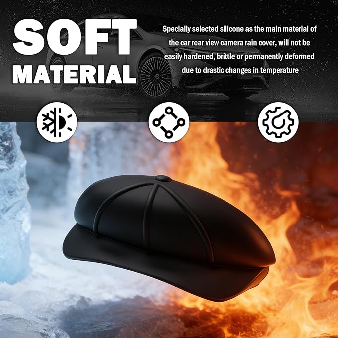 Baseball Cap Backup Camera Rain Shield for Car,Wider & Longer Car Reverse Camera Rain Cover as Cars Decorations to Block Rains Water,Silicone Rear View Backup Cameras Cover