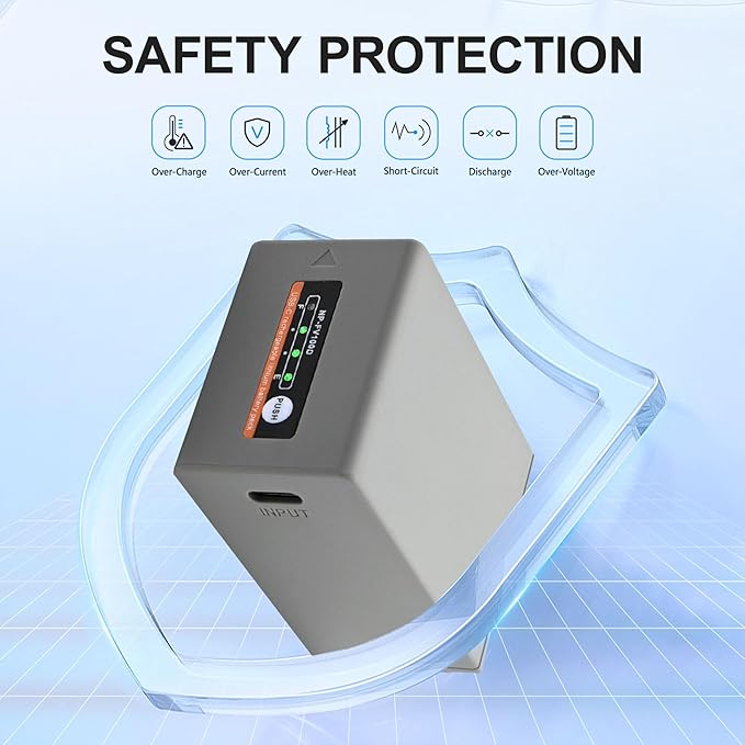 1-Pack NP-FV100 3200mAh Battery with Type-C Direct Charging Port fit for Sony HDR-PJ320,HDR-PJ330,HDR-PJ340,HDR-PJ340E,HDR-PJ350,HDR-PJ380,HDR-PJ390,HDR-PJ420 Camera