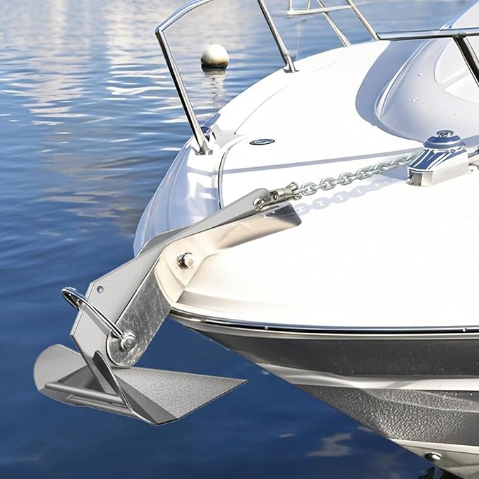 Boat Anchor Kit Galvanized Steel Delta Anchor, HT G4 Short-Link Marine Chain, 3-Strand Nylon Rope, Swivel Connector for Boat Fishing, Sailing18 20 21 22 23 24 25 26 27 28 32 35 38 FT Boats