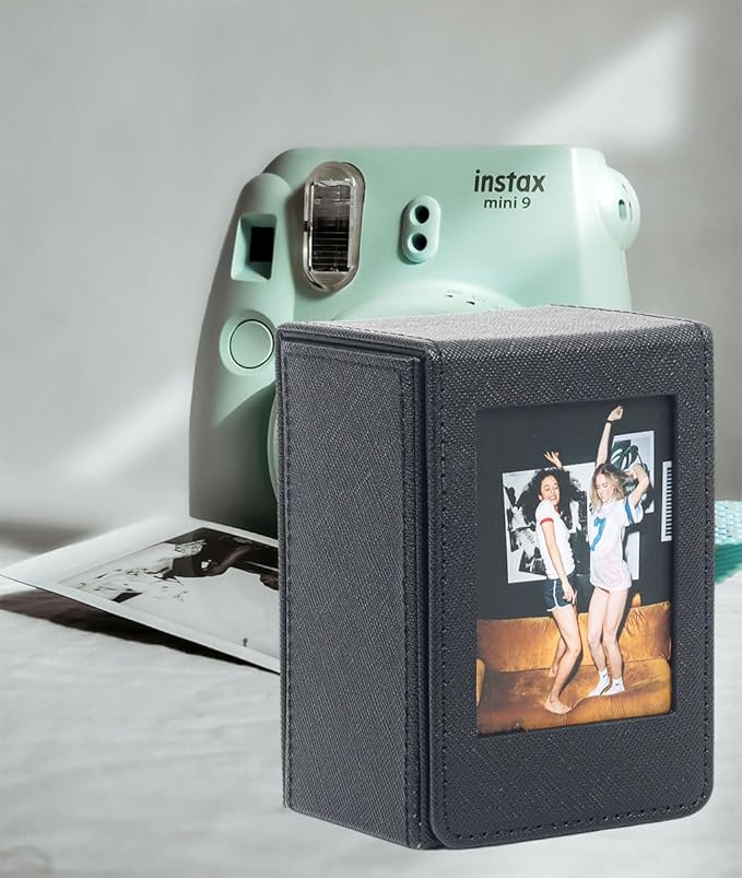 Orga'Neat Picture Holder Storage Case for Fujifilm Instax Mini Film 12/11/90/40/9/8/7/7+/EVO, PU Leather Photo Holder with Pocket Outside, up to 50 Photos (Black)