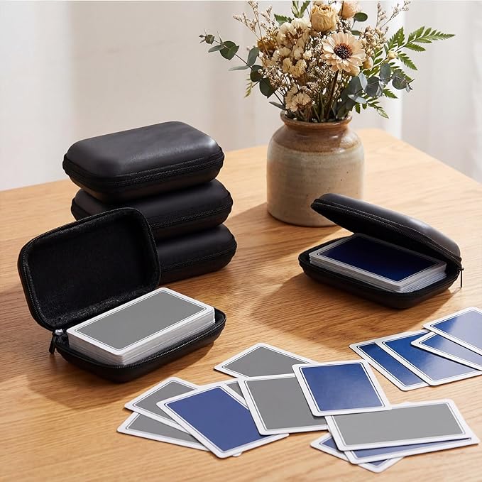 Jexine 8 Pieces Card Case Compatible with Travel Games Cards Games Playing Case Deck Game Playing Storage Box Carrying Holder (Black)