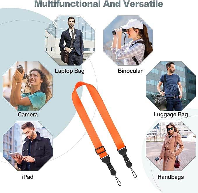 Adjustable Shoulder Strap, Comfortable Camera Strap, Neck Lanyard for iPad Tablet Case, Camera, Binocular, Luggage Bag (Orange Shoulder Strap)