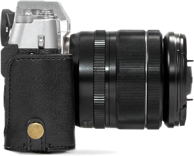 MegaGear MG981 Ever Ready Leather Camera Case and Strap for Fujifilm X-T30, X-T20, X-T10 (16-50mm / 18-55mm Lenses) - Black