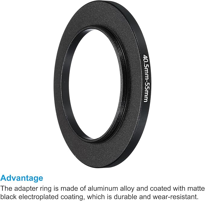 PATIKIL 40.5mm-55mm Metal Step Up Ring, 2 Pack Camera Lens Filter Adapter Ring Aluminum Filter Adapter Ring for Camera Lenses Hood, Black