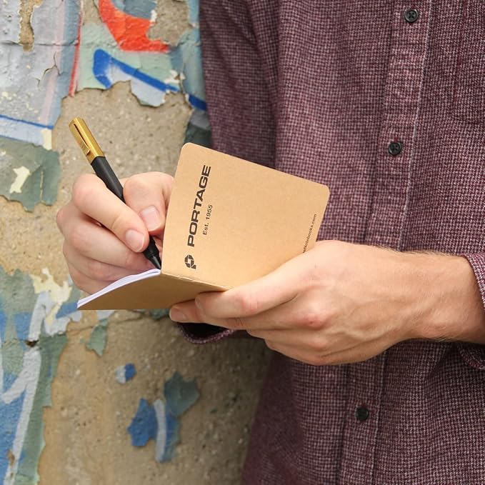Portage Small Blank Notebook- 6 Notepads for Field Notes, White Blank Small Sketch Book, Pocket Notebook Journal for Taking Notes in the Field – 3.5 x 5.5 Inches, 64 Pages, (Pack of 6)