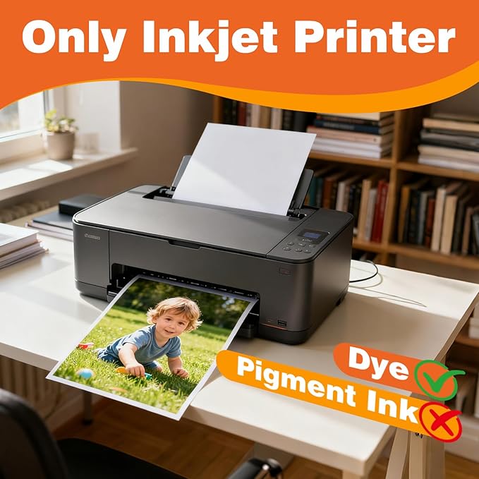 Uinkit 200Gsm 100Sheeets Double Sided Photo Paper Glossy 8.5x11 54lbs Inkjet for Dye Ink Value Bulk Pack Picture 8.5 x 11 9.5Mil for Inkjet Printing Printer