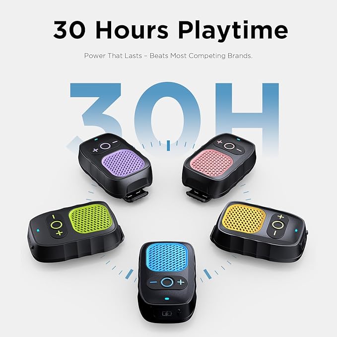 Wearable Bluetooth Speaker, 30H Working Time Clip-On Wireless Jobsite Pro Water-Resistant Portable Speaker, Built-in Mic for Hands-Free Music and Calls (Pink)