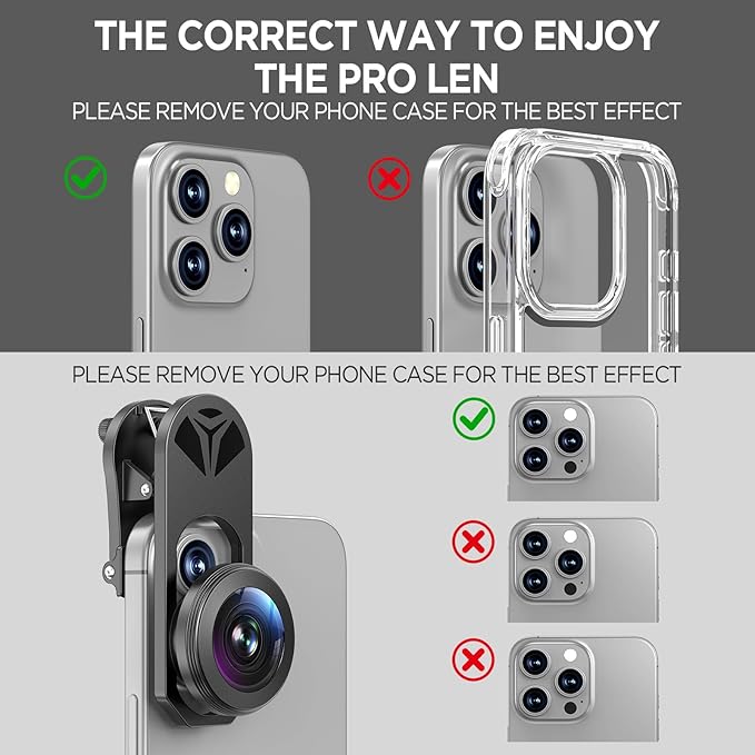 HD 200° Fisheye Lens for iPhone and Samsung Smartphones, Black