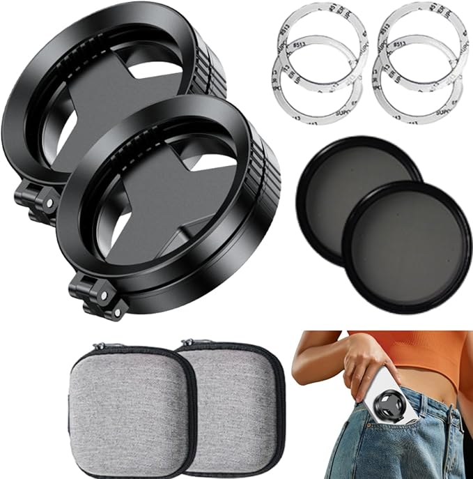 VaxaPolarizing Lens, Magnetic Cpl Filter for Phone, Adjustable Polarizing Lens with HD Optical Coating, Anti-Glare & Reflection Eliminator, Enhances Colors for Outdoor (Polarizing Lens 2PCS)