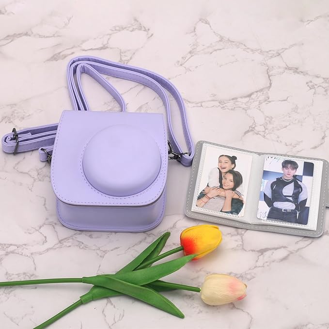 Frankmate Protective Case Compatible with Fujifilm Instax Mini 12 11 9 8 Instant Film Camera with Accessory Pocket and Adjustable Strap