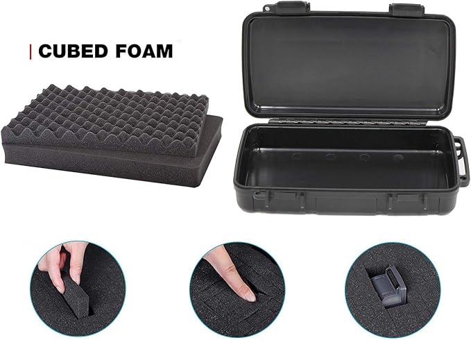 MOOCY 8" Small Hard Case with Pluck Foam Insert, 8.6 x 4.9 x 1.9 Inch - Protective Waterproof Plastic Tiny Box for Storage Medical item, Micro Tools - Lockable, Portable for Travel
