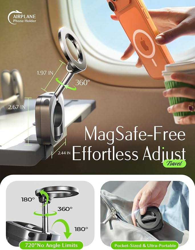 LISEN Airplane Travel Essentials for Women Men Phone Holder for Desk MagSafe Phone Travel Size Accessories Airplane Gadgets Men Long Flight Cruise Must Haves Spring Break Essentials 2026 Easter Gifts