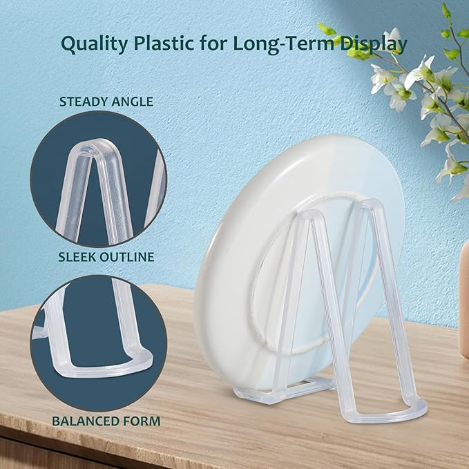 Artliving Plate Stands for Display - Plastic Easel Stand Plate Holder Display Stand Picture Frame Stand for Pictures | Photo|Decorative Plate |Dish | Tabletop Art - 6 inch-Clear