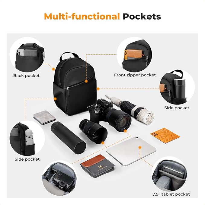 K&F CONCEPT Small Camera Bag for Photographer, Camera Sling Crossbody bag for DSLR/SLR/Mirrorless Camera, Compact Camera Case for Men and Women, Black