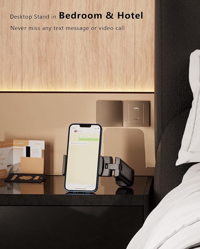 MiiKARE Airplane Phone Holder, Universal 360° Rotation Handsfree Mount for Tray Table, Desk & Travel