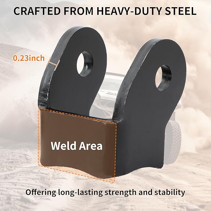 Heavy Duty Shock Bracket Kit, Thick Weld-On Shock Brackets for Off-Road Trailer Rear Axles (1 Pair)