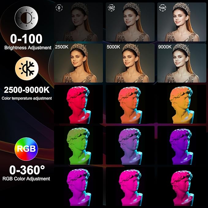 PULUZ 11.8" RGB Full Color Photography Light Stick, Holdable Magnetic LED Stick Fill Lights with 1/4 inch Screw Holes, Rechargeable Tube Light with 20 Lighting Effects for Photography Lighting