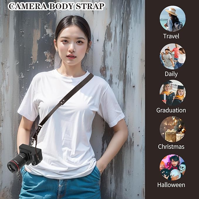 Bebaimis Single Camera Harness Strap for 1 Camera,Leather Camera Strap for Photographers,Leather Camera Harness Gear DSLR/SLR