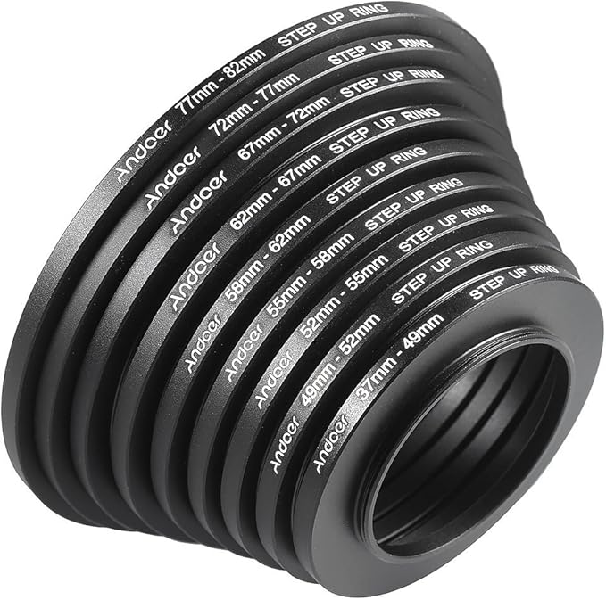 Andoer® 18pcs Step Up/Step Down Lens Filter 37 49 52 55 58 62 67 72 77 82mm Metal Adapter Ring Kit