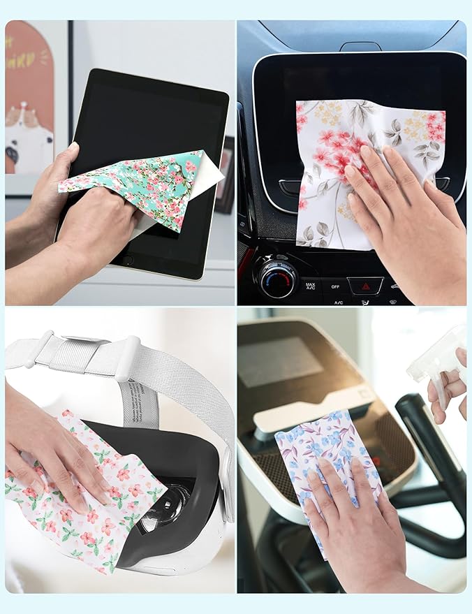 6PCS Thickened Glasses Cleaning Cloth Elegant Flower Design Microfiber Cleaning Cloth, Eyeglass Lens Cleaning Cloths, Soft Wipes for Reusable Eyeglass and Phone Screens (Five-petaled Flower)