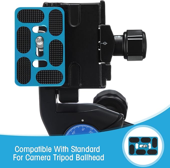 Frienda 2 Pieces Metal Quick Release Plate with 1/4''-20 Camera Screw Tripod Mount Plate Fits Standard for DSLR Camera Tripod Ball Head(Blue,Pu60)