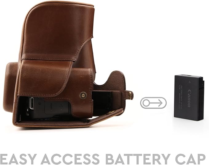 MegaGear Leather Camera Case Compatible with Canon EOS Rebel SL3, Kiss X10, Rebel SL2, Kiss X9 18-55mm Lens