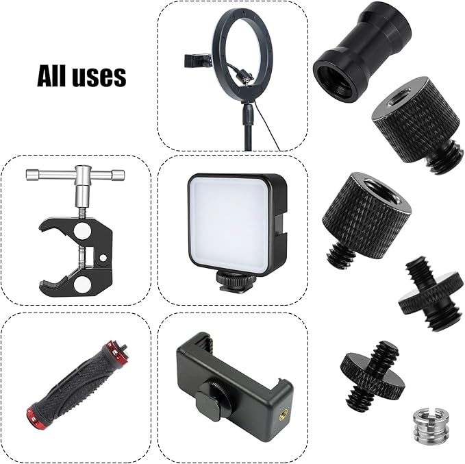 24pcs Mic Stand Adapter, 6 Types Sturdy Mic Thread Adapter 3/8 Female to 1/4 Male Adapters Camera Stand Adapter Mic Screw Adapter for Microphones Tripods Cameras Stands