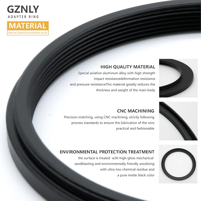 72mm to 55mm Step Up Ring Filter Adapter Black Metal Step up Adapter Rings Compatible with All Brand UV CPL ND Camera Lens Filter Step Down Ring (72mm-55mm)