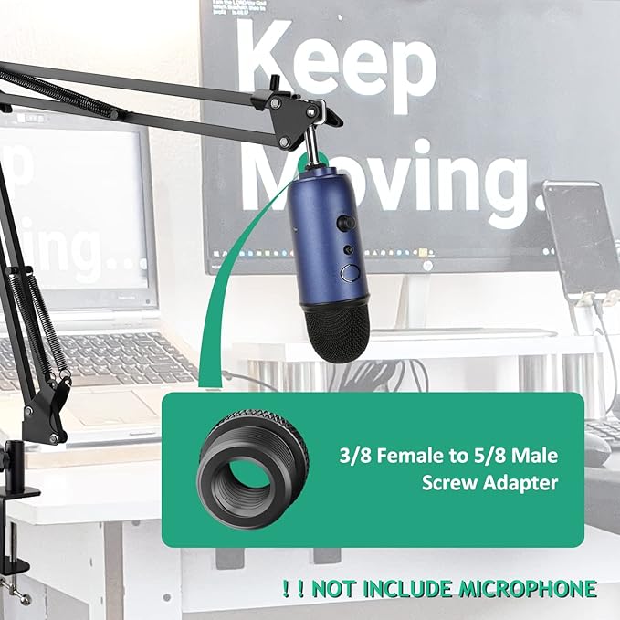 Blue Yeti Mic Screw Adapter 5/8 Male to 3/8 Female, Metal Screw Thread Adapter for Blue Yeti X/Blue Yeti/Snowball Mic Boom Arm Stand, 8 Pcs (Black)