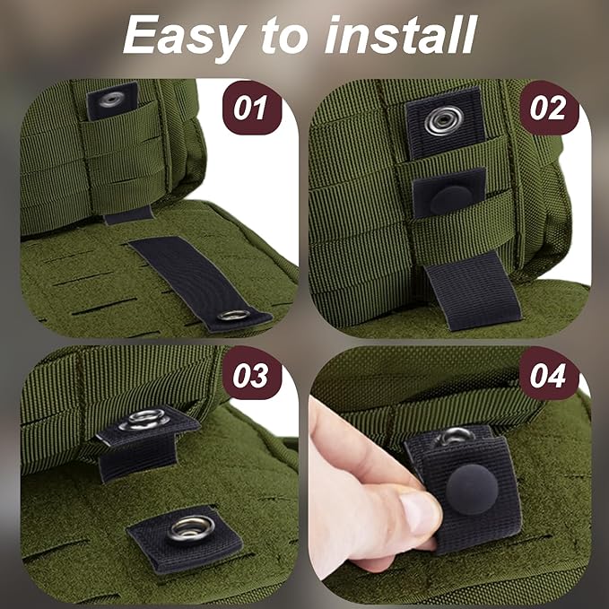6 Inch Molle Straps with Snaps, 4 Pack Nylon Molle Webbing Strap, Tactical Strap Connectors for Backpack and Outdoor Bag