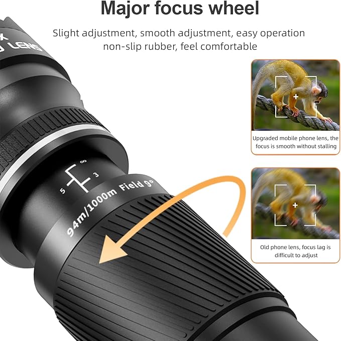 Andoer 40X Zoom Lens with Tripod Phone Telephoto Lens Phone Telescope Phone Camera Lens for Hiking Camping Wildlife Observation Moon Sports Game Concert Watching
