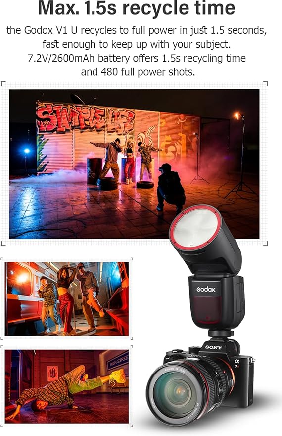 Godox V1F Camera Flash with Diffuser for Fujifilm, Godox V1-F U HSS TTL Round Head Speedlight with Accessories Kit for Portrait, Event, Travel, Wedding Photography