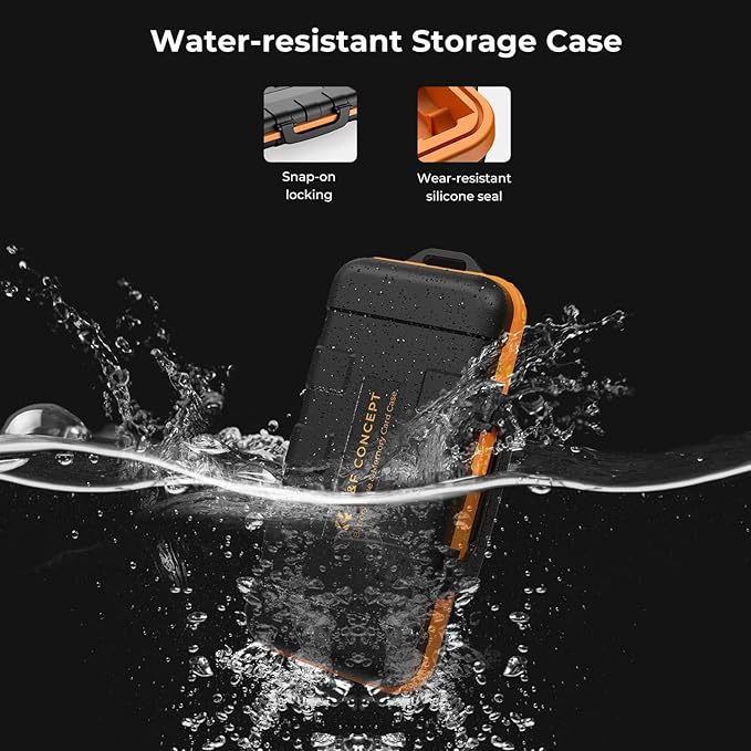 K&F CONCEPT Camera Battery SD Card Holder for 4 SD Cards/6 TF/2 CF/2 XQDs Cards, 2 Slots Battery Storage Case, Water-Resistant Anti-Shock Case for DSLRs, Action Camera Batteries for NP-FZ100