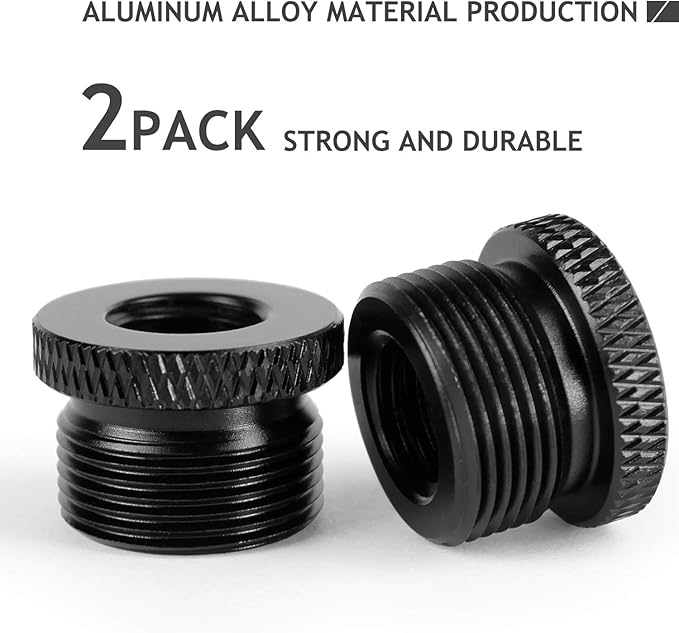 2 Pack Screw Thread Adapter, 5/8" Male to 3/8" Female Mic Screw for Blue Yeti/Blue Snowball/Yeti X Microphone Stand Mount (Black)