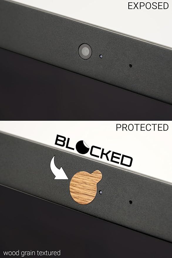 Webcam/Camera Vinyl Covers | 57 Tabbed Low-Tack Restickable Webcam Sticker | 3-Sizes | Wood Grain Textured 57-Pack Tabbed